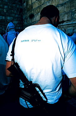 Armed Settler At Prayer, Wailing Wall, Jerusalem, Israel