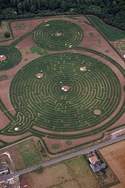 Aerial of maze, Reignac-sur-Indre, Touraine, Centre, France, Europe