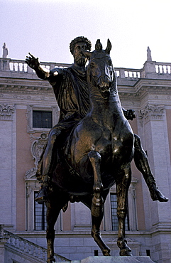 Italy, Rome, Campidoglio (Capitol), Statue Of Emperor Marc-Aurele Riding A Horse