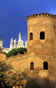 Italy, Rome, The Ramparts And San Giovanni De Latrano Basilica Behind