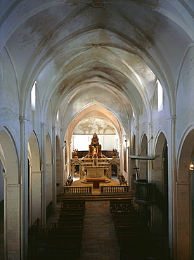 France, Corsica, South, Bonifacio, Interior Of The Citadel Cathedral Nave