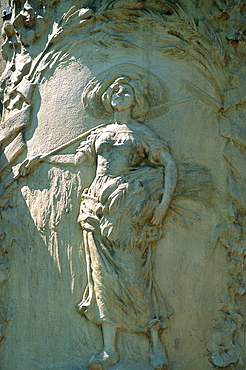 Spain, Catalonia, Barcelona, Barrio Gotico, Relief On A Modernist Bakery