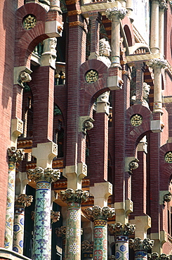 Spain, Catalonia, Barcelona, Palau De La Musica (Palace Of The Music), Detail Of The Facade