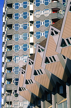 Netherlands, Rotterdam, The New Quarter On Old Harbour Designed By Architect Piet Blom