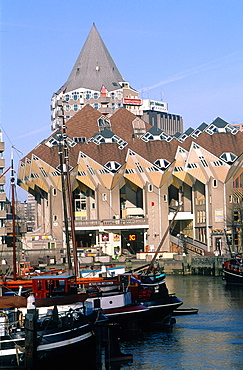 Netherlands, Rotterdam, The Old Harbour And Housing Buildings Designed By Architect Piet Blom