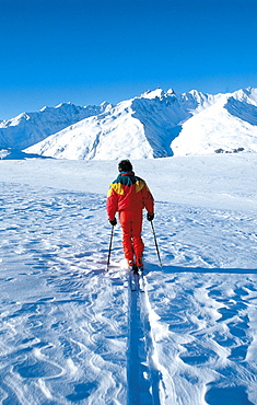 France, Alps, Hiking Skier