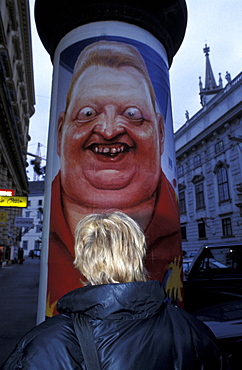 Austria, Vienna, Cartoonist Exhibit Sign