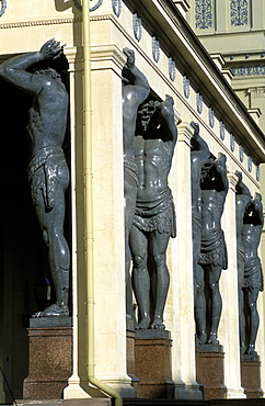 Russia, Saint Petersburg, Hermitage Museum In Winter Palace, The Atlantes Portico 