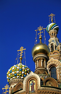 Russia, Saint Petersburg, Resurrection Church ( Saint Savior Church Of The Blood) Belfries And Bulbs 