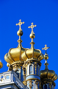 Russia, Saint Petersburg, Tsarskoie Selo (Pushkin) Catherine Ii Castle & Park, Church Golden Bulbs 