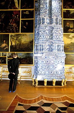 Russia, Saint Petersburg, Tsarskoie Selo (Pushkin) Catherine Ii Castle, A Miltary Student Admiring Paintings  