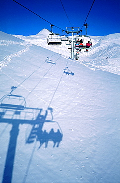 France, Alps In Winter, View From A Ski Lift 