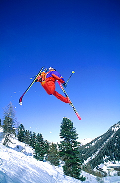 France, Alps In Winter, Acrobatic Ski Jump 