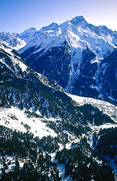 France, Alps In Winter, Aerial Of The Chamonix Valley 