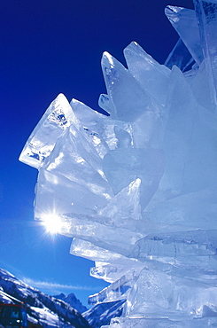 France, Alps In Winter, Savoie, Valloire, Ice Carving Contest, Close Up Of An Ice Sculpture 