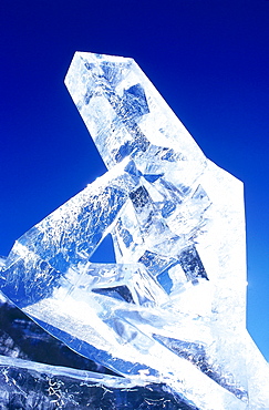 France, Alps In Winter, Savoie, Valloire, Ice Carving Contest, An Ice Sculpture 