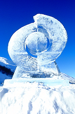 France, Alps In Winter, Savoie, Valloire, Ice Carving Contest, An Ice Sculpture 