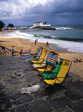 Brazil, Salvador De Bahia.Ancient Portuguese Fortress And Beach