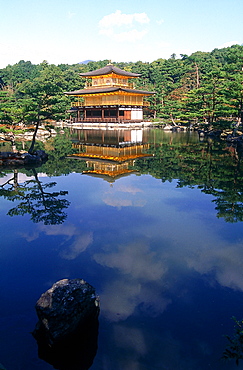 Japan, Kyoto, Kinka Ku Ji (Golden Pavilion) And Lake