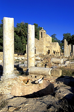 Cyprus, City Of Paphos, The Panayia Chrysopolitissa Church And The Early Christian Basilica Ruins