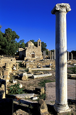 Cyprus, City Of Paphos, The Panayia Chrysopolitissa Church And The Early Christian Basilica Ruins