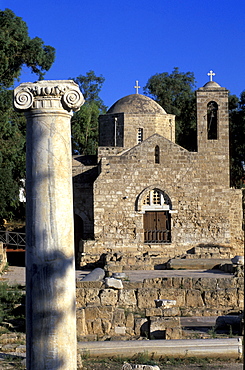 Cyprus, City Of Paphos, The Panayia Chrysopolitissa Church And The Early Christian Basilica Ruins