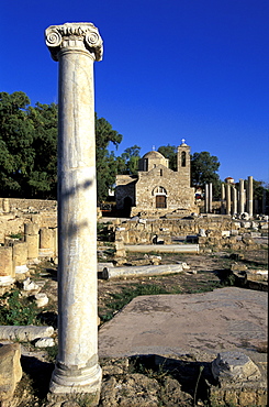 Cyprus, City Of Paphos, The Panayia Chrysopolitissa Church And The Early Christian Basilica Ruins