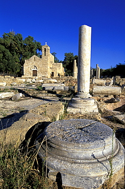 Cyprus, City Of Paphos, The Panayia Chrysopolitissa Church And The Early Christian Basilica Ruins