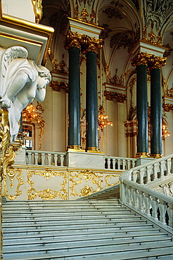 Russia, St-Petersburg, The Winter Palace (Now Hermitage Museum) , The Monumental Jourdain Stairs Built By Rastrelli (1762)