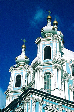 Russia, St-Petersburg, Smolny Baroque Monastery Built By Architect Rastelli, The Church Facade