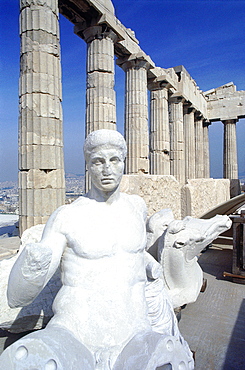 Greece, At Hens, Acropolis, In Side The Parthenon Temple, Modern Reproductions Of Antique Statues