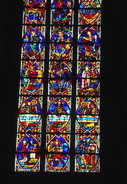 France, To Uraine Val-De-Loire, In Dre-Et-Loire, City Of To Urs, The Gothic Cathedral Nave, A Medieval Stained Glass Window 