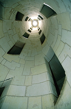 France, To Uraine Val-De-Loire, Loiret-Cher, Chambord, The Renaissance Castle Built By King Francois 1er, In Terior View Of The Stone Staircase