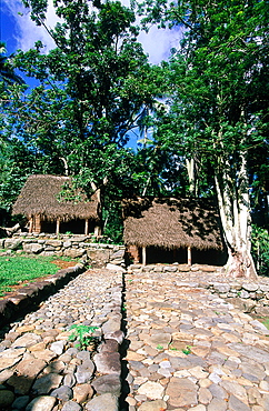 French Polynesia, Marquesas Archipelago, Nuku-Hiva Island, Taihoae, A Meae Recently Rebuilt (Ancient Pagan Outdoor Temple)