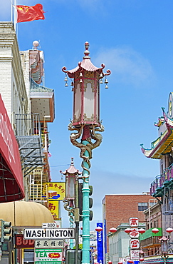 Golden Dragon street lamp in Chinatown, San Francisco, California, United States of America, North America