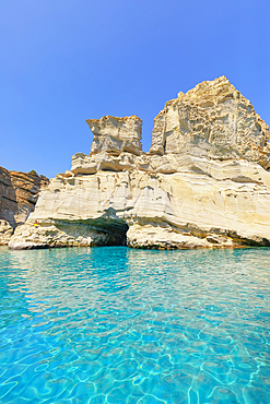 Kleftiko rock formations, Kleftiko, Milos Island, Cyclades Islands, Greek Islands, Greece, Europe