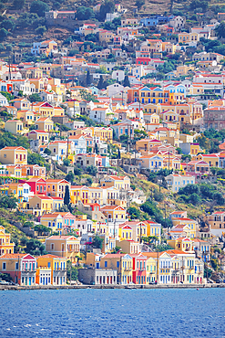View of Gialos Harbour, Gialos, Symi Island, Dodecanese Islands, Greece