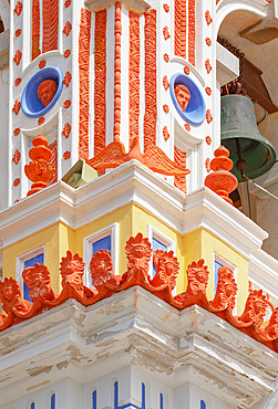 Bell tower, Panormitis monastery, Panormitis, Symi Island, Dodecanese Islands, Greece