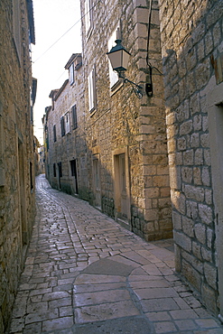 Street in port of Stari Grad, Hvar Island, Dalmatia, Dalmatian coast, Adriatic, Croatia, Europe