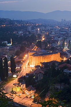 Night view of the city, Sarajevo, Bosnia, Bosnia-Herzegovina, Europe