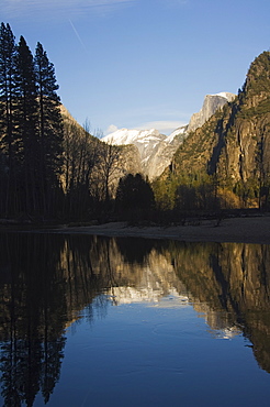 Reflection of Half Dome Peak in the Merced River, Yosemite Valley, Yosemite National Park, UNESCO World Heritage Site, California, United States of America, North America