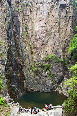 A waterfall at Wan Xian mountain recreation area, Huixian city, Henan Province, China, Asia