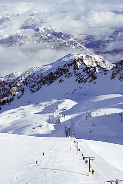 Powder skiing at Whistler mountain resort, venue of the 2010 Winter Olympic Games, British Columbia, Canada, North America