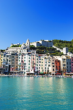 Waterfront pastel coloured houses, Porto Venere, Cinque Terre, UNESCO World Heritage Site, Liguria, Italy, Europe