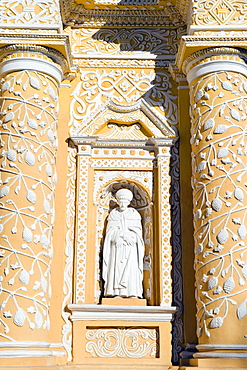 Statue on La Merced church, Antigua, UNESCO World Heritage Site, Guatemala, Central America