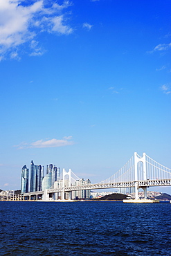 City skyline and Gwangang bridge, Busan, South Korea, Asia