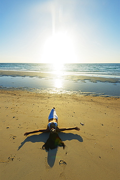 Girl on Sugar Beach, Bantayan Island, Cebu, The Visayas, Philippines, Southeast Asia, Asia