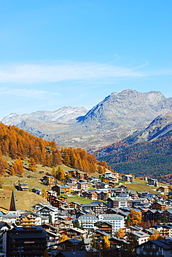 Saas Fee resort in autumn, Valais, Swiss Alps, Switzerland, Europe