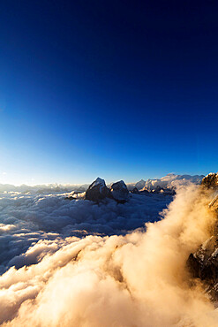 View of Toboche, 6495m, from Ama Dablam, Sagarmatha National Park, UNESCO World Heritage Site, Khumbu Valley, Nepal, Himalayas, Asia