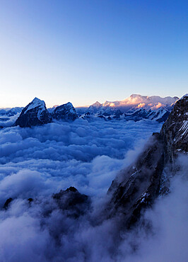 View of Toboche, 6495m, from Ama Dablam, Sagarmatha National Park, UNESCO World Heritage Site, Khumbu Valley, Nepal, Himalayas, Asia